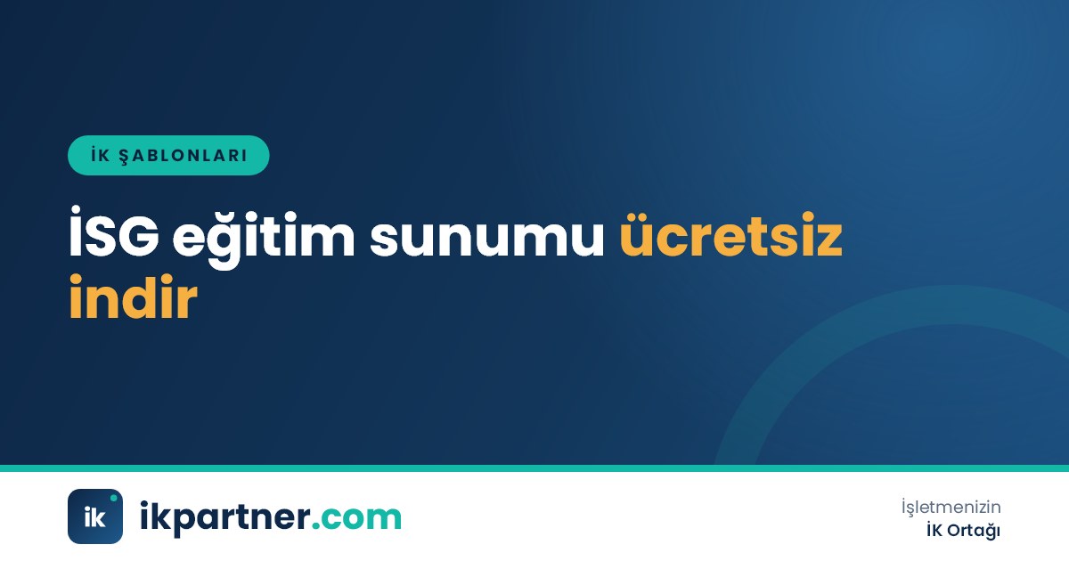 İSG eğitim sunumu PowerPoint şablonu: tehlikeler, KKD ve acil durum adımları kapak görseli