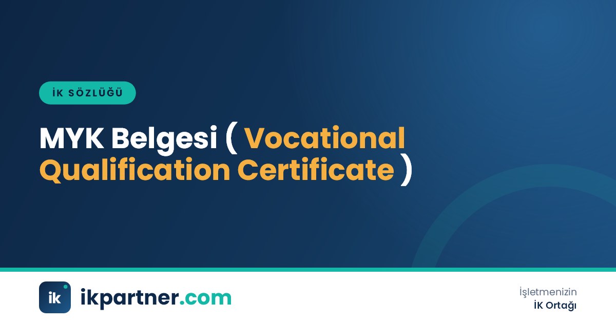 MYK mesleki yeterlilik belgesi (vocational qualification certificate) terimini anlatan sözlük kapak görseli
