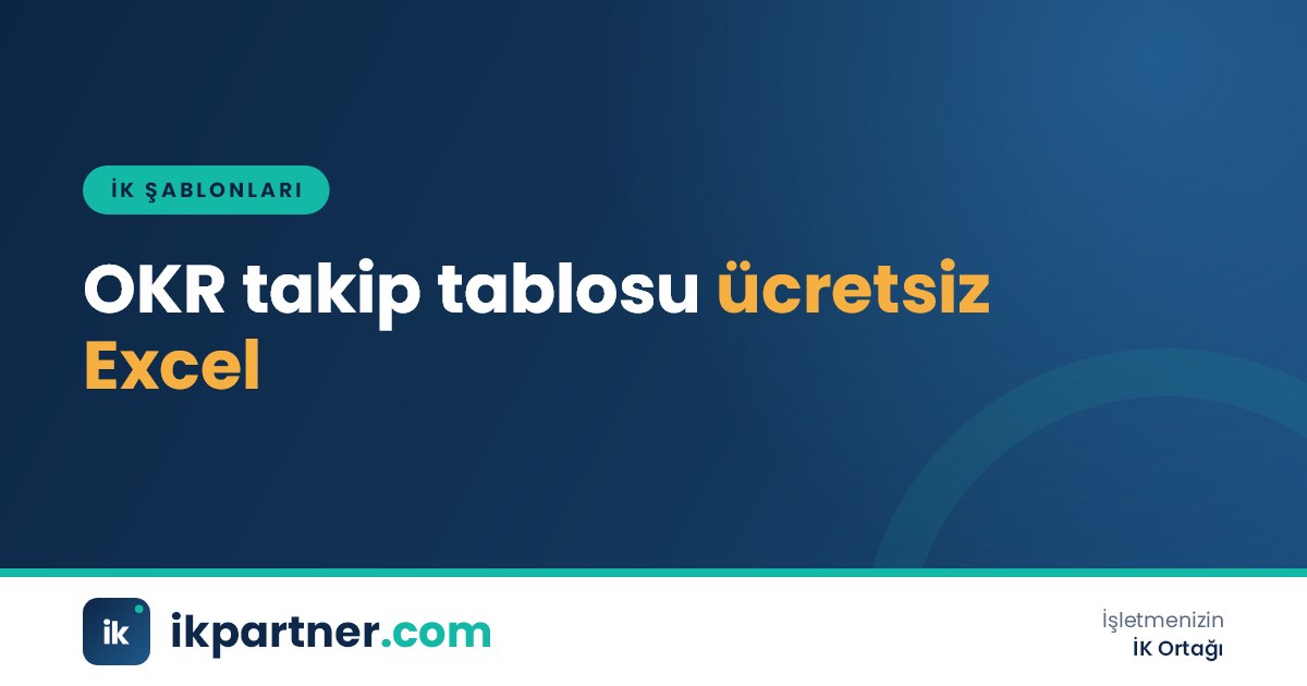 Hedefler, anahtar sonuçlar ve ilerleme yüzdeleri içeren OKR takip tablosu Excel şablonu kapak görseli