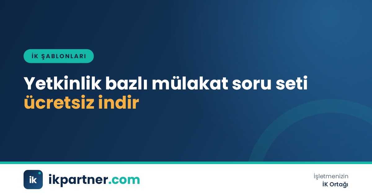 Yetkinlik bazlı mülakat soru seti Word şablonu, mülakat masası ve not kâğıtları bulunan kapak görseli